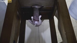 Milking my big cock under the chair: thick cumshot close-up