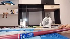 Unmarried mistress strips down to clean the home
