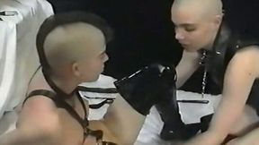 Wicked white chick with shaved head tries lesbian sex with her friend