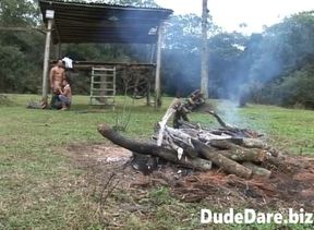 Lecherous cowboy banged doggystyle with a bareback cock