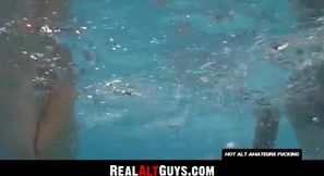 RealAltGuys.com - Young tattooed skater twink gets his cock deepthroated in the pool