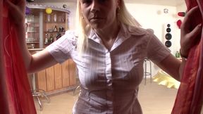 Attractive German blonde banged in a bar