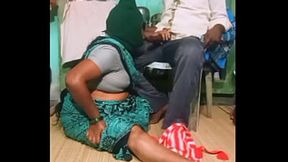 Village aunty's black hair beauty handles a enormous cock outside