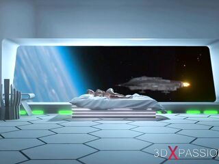 Hawt female sci-fi android screwing a hawt slutty beauty in the space station