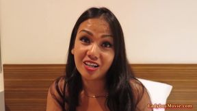 Ladyboy Amy Talks Too Much And Gets Mouth Filled With Dick
