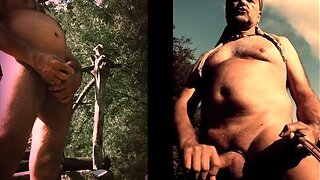 Wild Bear Dad`s Extreme Outdoor Orgasm: A Cumshot & Cum Eating Finale!