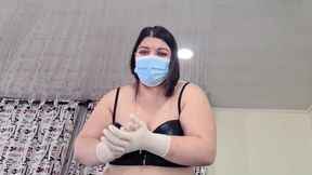 Spreading my slave's tight ass - Medical gloves