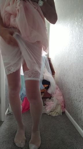 Trying on my transparent lingerie and nighties