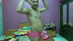 Cute pink princess sissy crossdresser femboy Sweet Lollipop in a top and pantie.