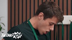 TWINKPOP - Barista Joey Mills Gets His Cock Sucked Then Fucks Sam Ledger Deep In The Coffee Shop
