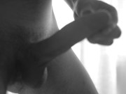 4K Black & White dick art. Cum in slow motion. Big white uncut dick.