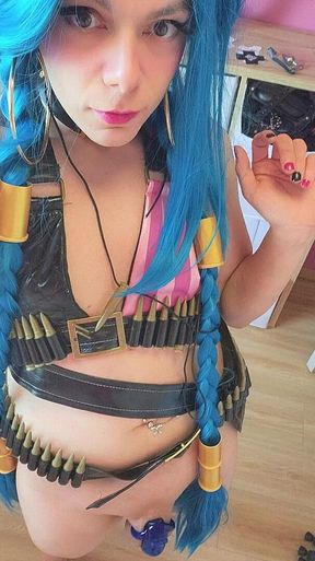 Sissy Cosplays as Jinx & Fucks Her Toys