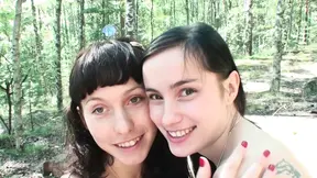 Teen stepsisters enjoy lesbian fun in the woods