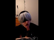 Android 2B & 9S Femboy Cosplay Suck, Tease, and Fuck!