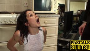 Slut dunks her head in water as she gets her big ass slapped