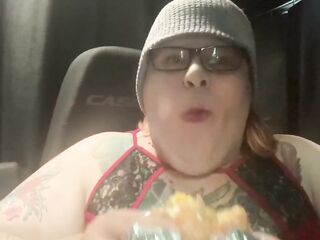 Fatso stuffs her face