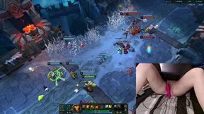 Gamer Girl Multitasking with a Vibrator While Playing League of Legends