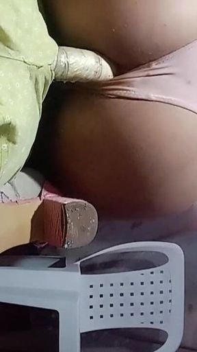 Playing with Thick Homemade Dildo