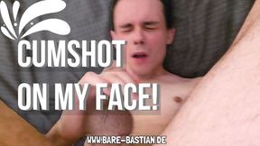 Self-Facial: Skinny German Twink Shoots a Huge Messy Load on His Face!