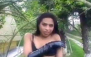Horny teen tranny banged outdoor
