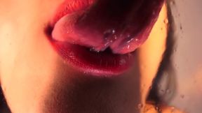 Wet tongue licking