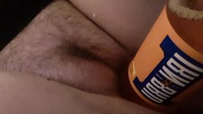 Fucking my pussy with an Iru Bru bottle