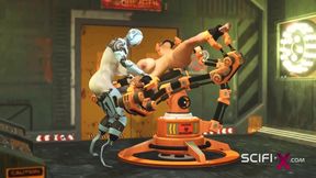 Cuffed Busty Brunette Destroyed Gushing By Futa Robot Dick