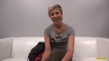 Czech blonde, Michaela is moaning from pleasure while getting fingered, because she is about to cum
