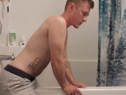 Hairy Tattooed Trans Guy In The Bathroom Letting Off Some Steam [humps bathtub, hot and cold shower]