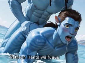 Jake Sully Gets Filled by a Huge Na'vi Dick Creampie Messy