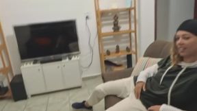 The lesbian neighbor fell face-first onto the cock.