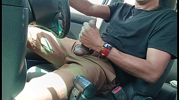Horny Latino Jock driving and jerking off in PUBLIC car with his huge monster cock out, risky exhibitionist solo - Cannole Canela