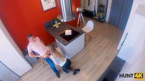 HUNT4K Hottie nailed by rich client in front of her angry boyfriend