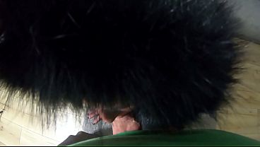 Glistening Downjacket Tease, Deep Blowjob and Cum on My Coat