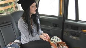 Take Two for Hot Brunette in Cab