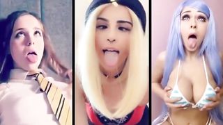 Hand Job split and ahegao face: jerk off challenge