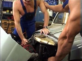 Randy cock sucking guy takes cumshot and getting ass rammed