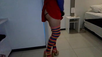 CD taking pictures of her tits, his girlfriend comes in and they fuck, he shoots his cum on her round ass