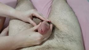 Verified Amateurs In Handjob On The Frenulum. Intense Orgasm With Edge And Pre-cum