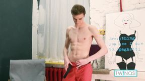 Slender Blonde Lucas A Fills His Ass With A Dildo And Cums!