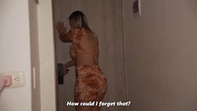 My busty stepmother catches me touching myself in her room!