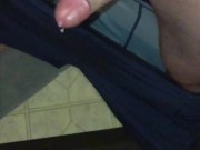 Quickie Masturbation Before Work Resulted In A Huge Cumshot All Over The Floor, Needed a Mouth