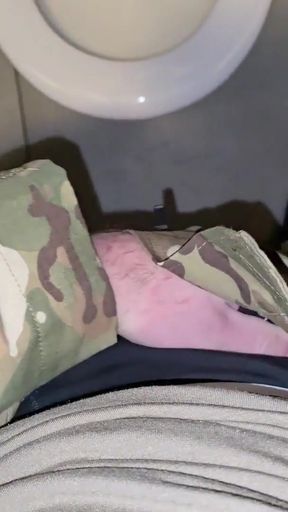 German Soldier Gets Horny And Jerks Off In Public Toilet - PhantomGentX   Clip 1