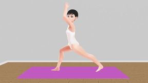 Anime Yoga Chick Stretches for Leo's Pleasure in naughty Cartoon Action