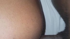 Black man's big uncut cock fills up soaking dripping pussy