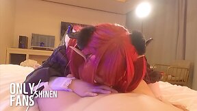 Asian femboy cosplayer haru, rizu-kyun part: sucking it up