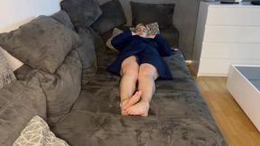 Bonie and Clyde Wet After Shower, Masturbation On The Couch Trembling Twitch Moaning Multiple Orgasms Pussy Fingering Clit