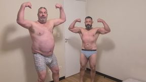 (Worship Muscle) Silver Daddy Boxer vs. Gouine Wrestler – Grappling, Strength and Sweat
