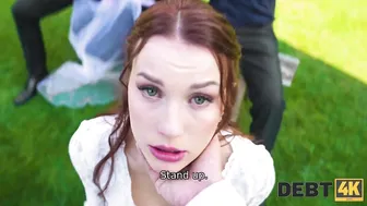 Banging the bride to pay off her debt in hardcore outdoor sex