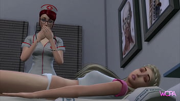 Doctor kissing patient. Lesbian Sex in the Hospital